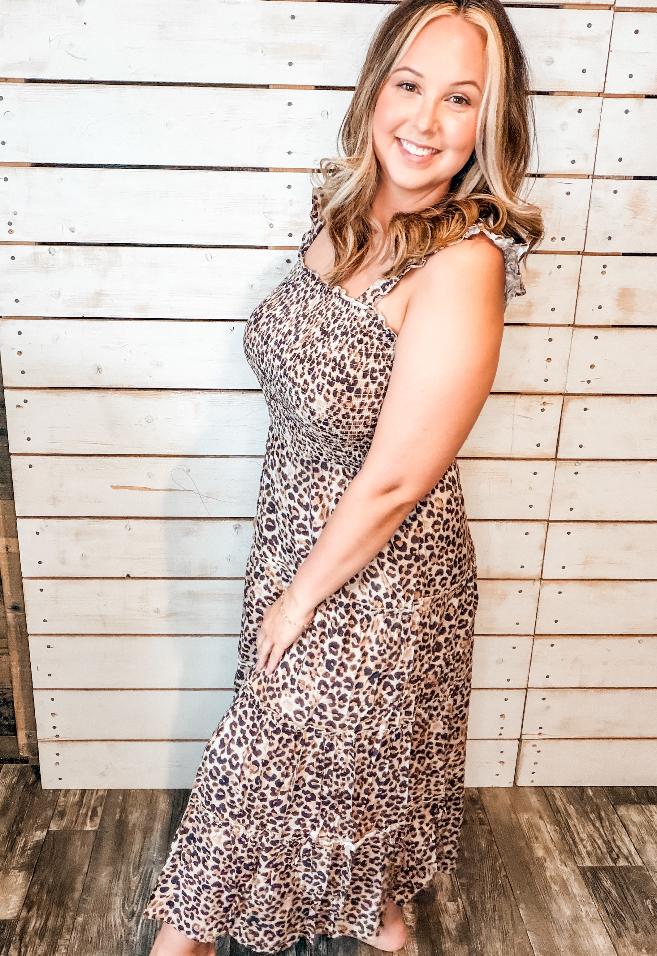 Cheetah Maxi Ruffle Dress