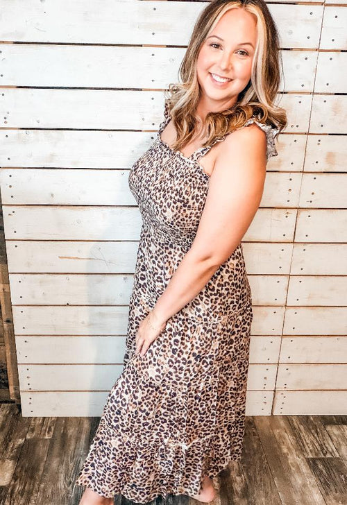 Cheetah Maxi Ruffle Dress