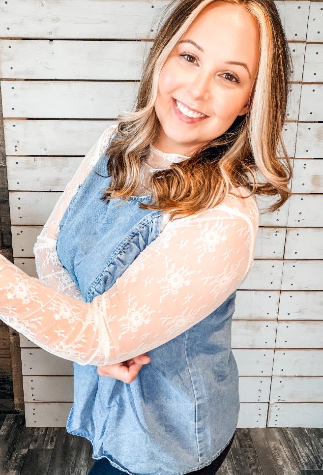Lace Sleeve Mesh Top