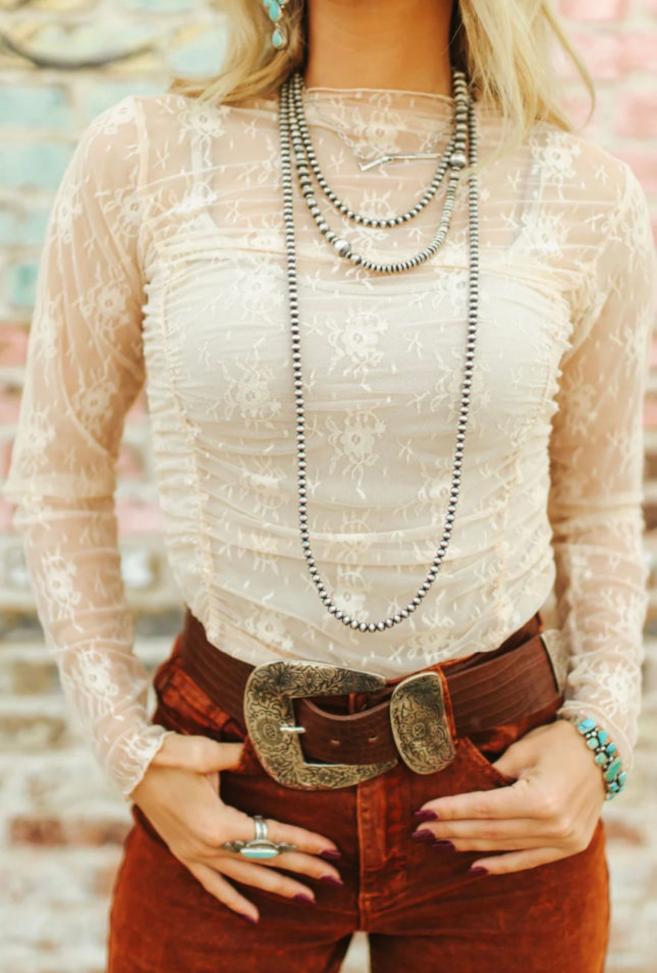 Lace Sleeve Mesh Top